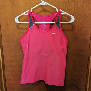 Nike Women's Running Tank Pink With Built in Sports Bra. Size Large